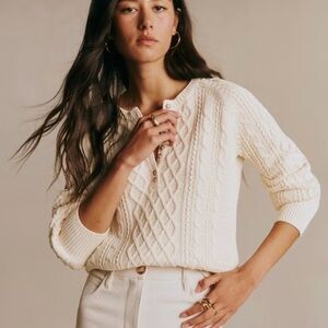 Sezane Bree Women's Cream Cable Knit Sweater Jumper